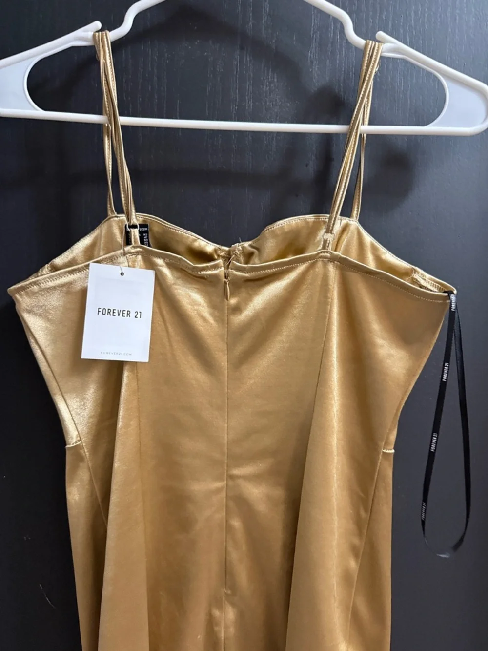 Forever 21 Metallic Gold Spaghetti Strap Bodycon Dress - Picture 4 of 4